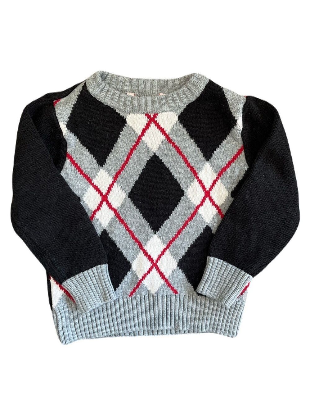 🩵 4/$20 Joe Fresh Black and Gray Argyle Kids Sweater